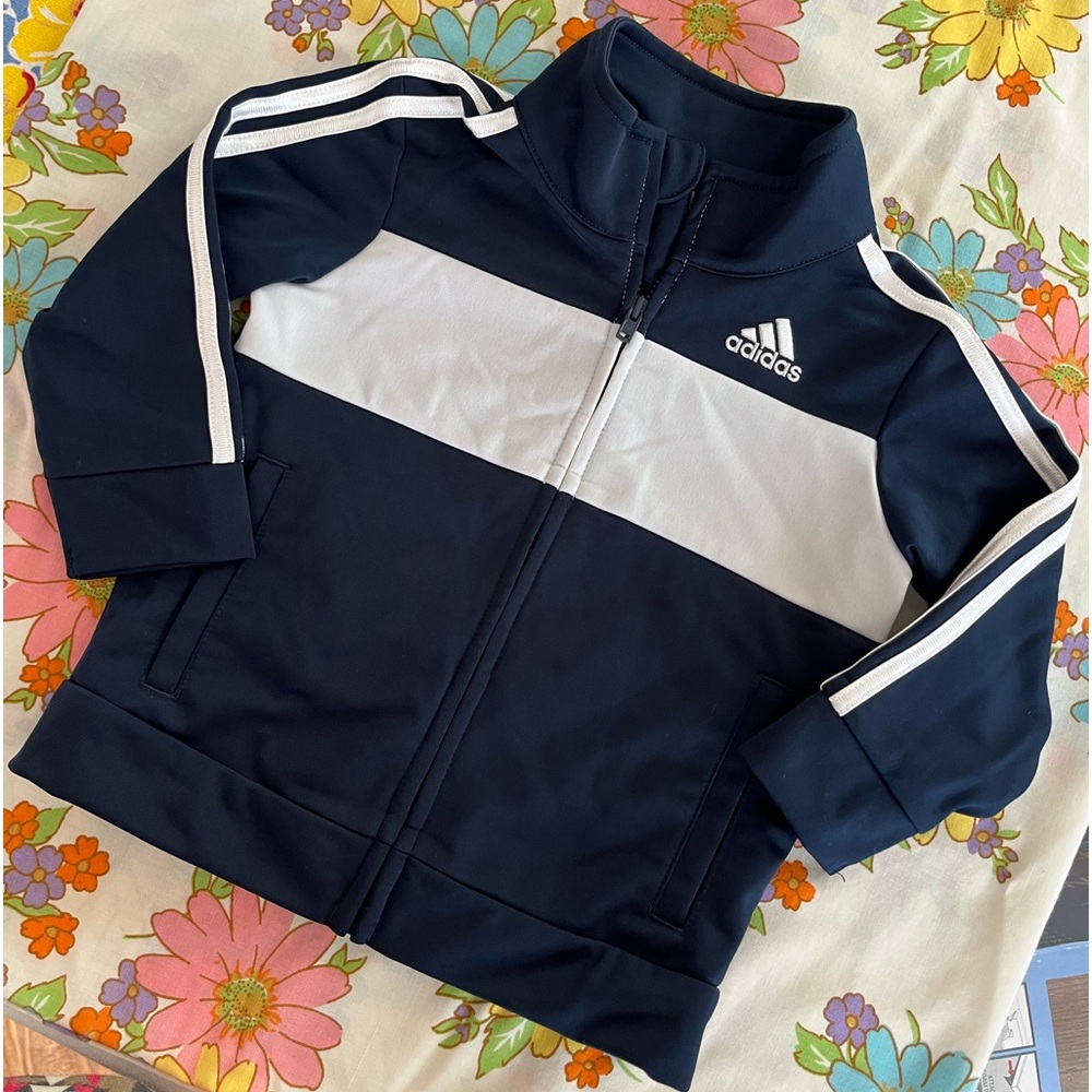 Infant baby boy adidas jacket size 12mths navy/white great condition